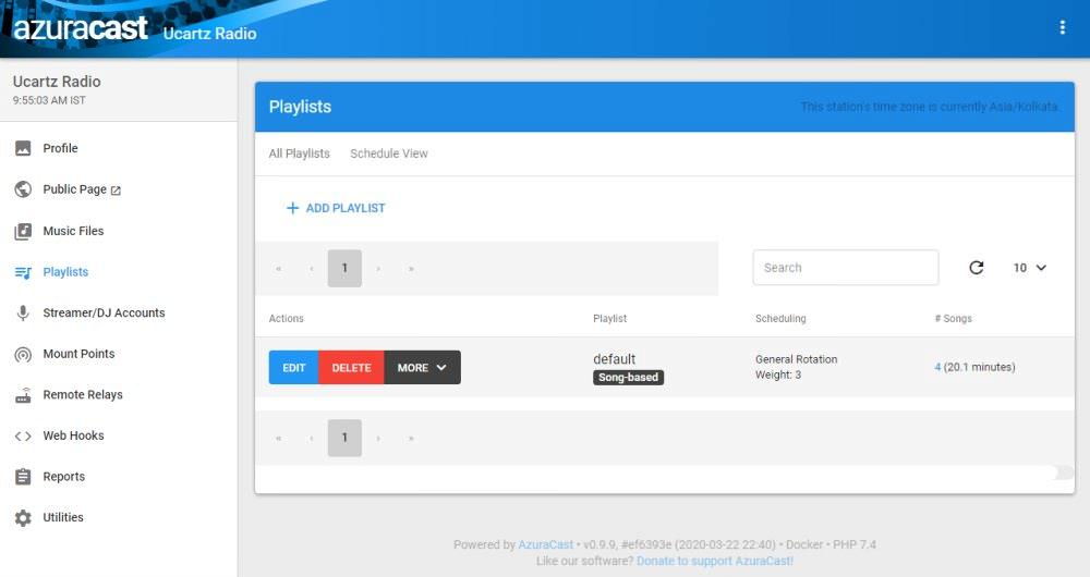 Azuracast- Playlists-Page-ucartz